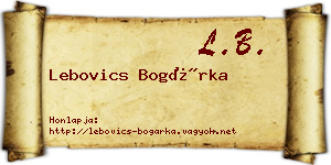 Lebovics Bogárka névjegykártya